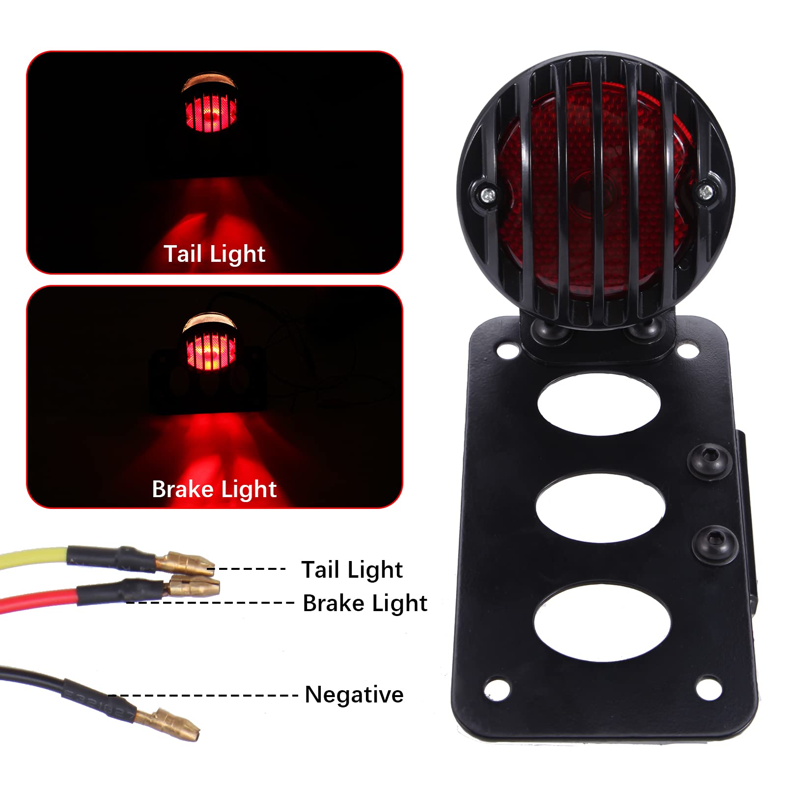 JMTBNO Fanale Posteriore Moto con Porta Targa Laterale Luce Freno Luce Stop Luce Targa Integrata Alluminio Impermeabile Universale 12V per Sportster 883 1200 Cruiser Bobber Chopper Cafe Racer