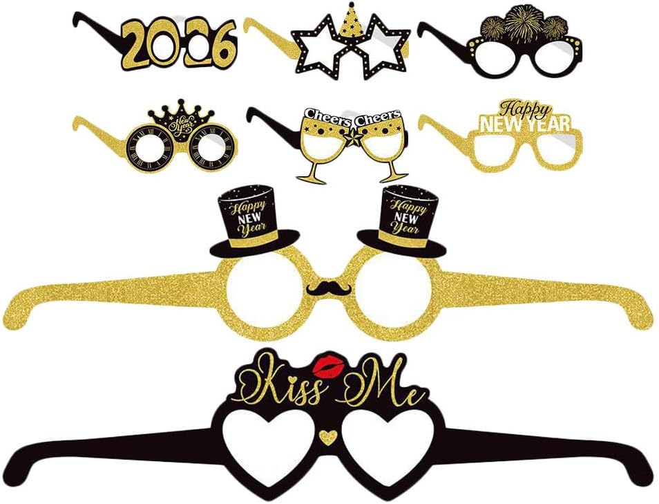 8pcs 2026 Number Eyeglasses - Paper New Year's Eve Party Glasses for Nye Celebration Photo Booth Props And Festival Party Favors - Image 9