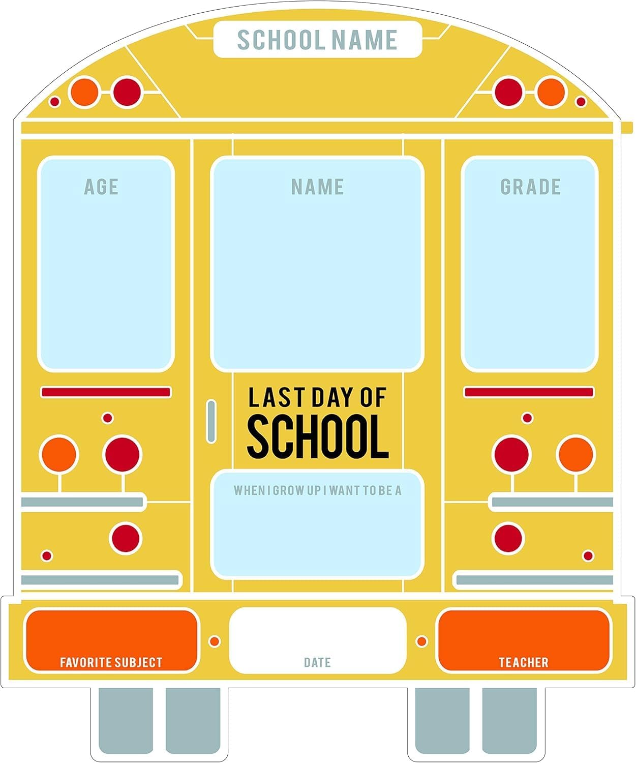 School Bus First and Last Day Sign Set / 12" x 12" Reusable Whiteboard Photo Props/Back to School Classroom Dry Erase Signs