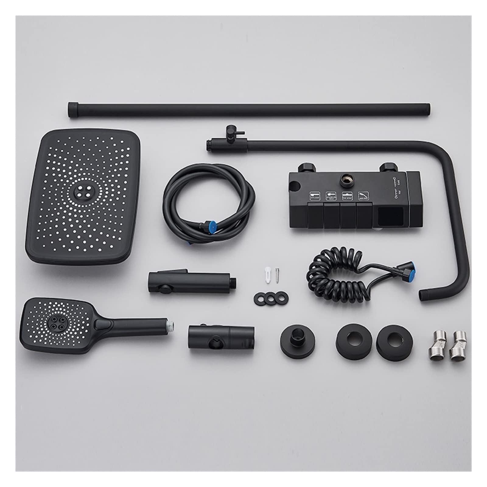 Set Doccia con Display Digitale for Pianoforte Nero Rubinetti for Bagno a 4 Vie Rubinetto a Cascata Calda e Fredda Doccia a Pioggia(Black Hot Cold)