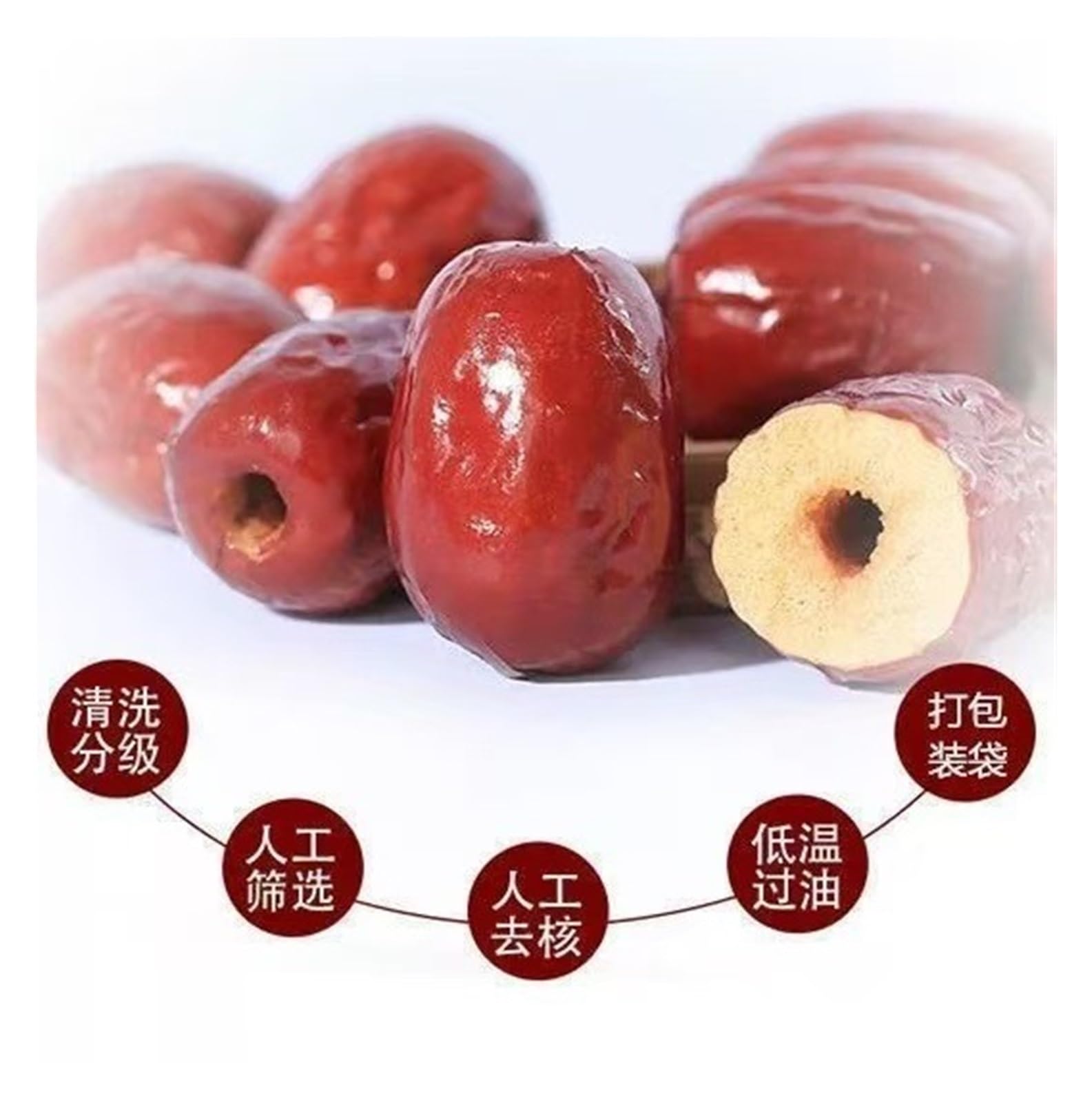 Datteri croccanti e croccanti, confezionati singolarmente, Datteri rossi secchi snocciolati, Snack pronto, Busta da 7 g(40bag)