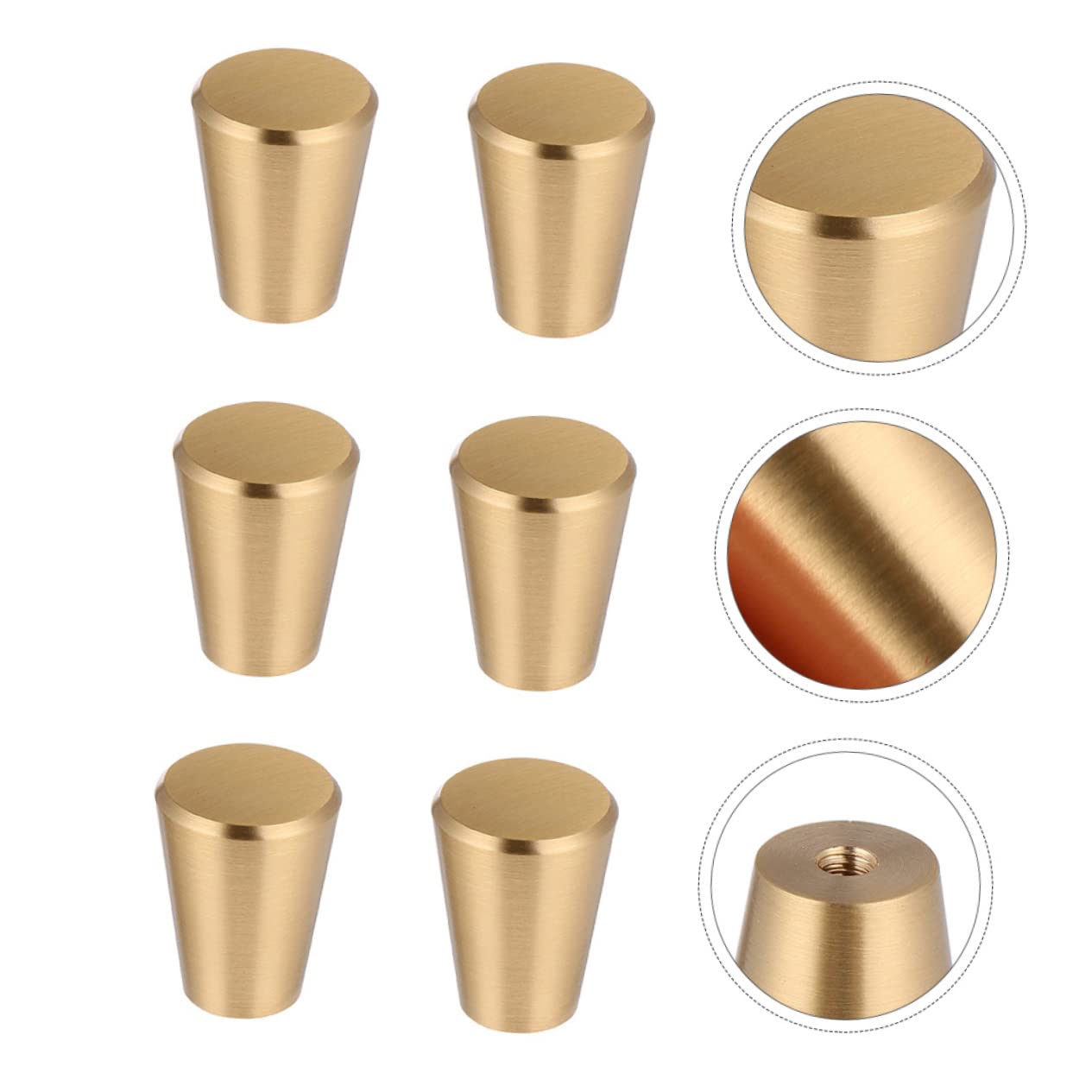 HOMSFOU Unique Design 6pcs Gold Handles for Cabinets Solid Wood Pull Handles for Kitchen