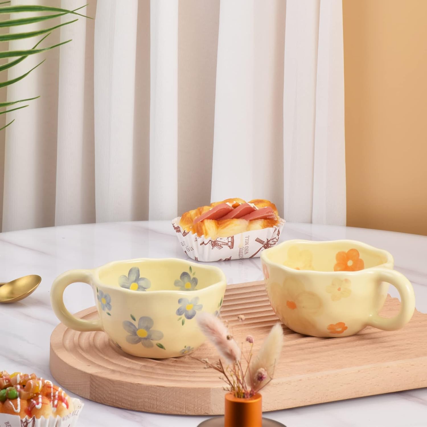 Koythin Ceramic Coffee Mug, Creative Flower Cup for Office and Home, Dishwasher and Microwave Safe, 8.5 oz/250 ml for Latte Tea Milk (Blue Flower) - Image 7