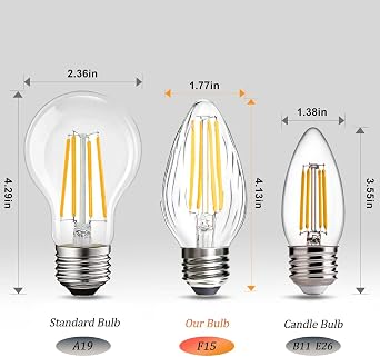 BRIMAX F15 8W Led Porch Light Bulb Outdoor,E26 Medium Base LED Post Bulb 75W-80W Equivalent,Dimmable 2700K Warm White with Wrinkle Glass,for Ceiling Fan and Lantern Lamp,4 Pack
