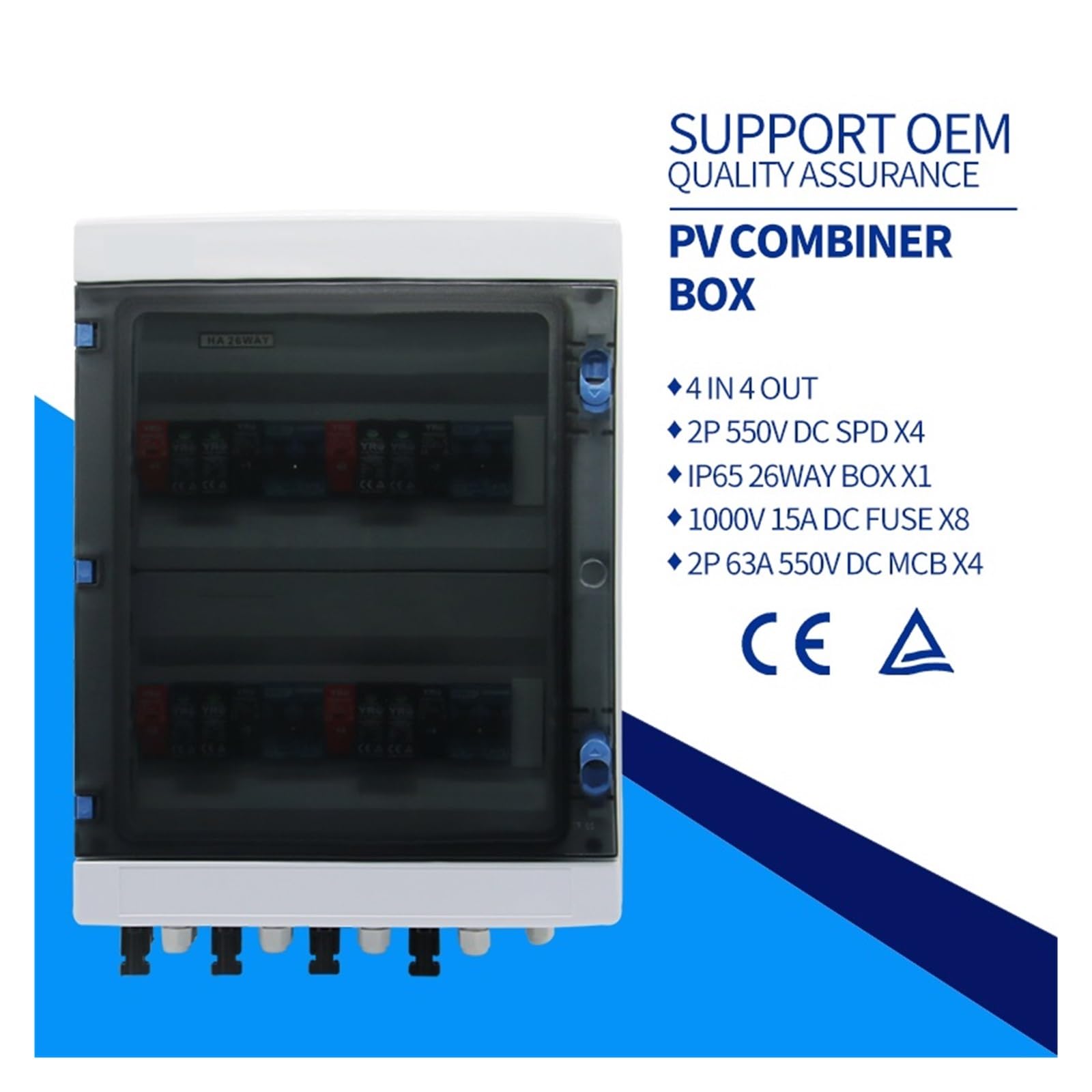 Solar PV DC Combiner Box 4 String PV Solar Combiner Box 4 in 4 Out Photovoltaik Stromverteilerkasten Komplettset Elektrische Ausrüstung (Color : 6 In 2 Out 1000V)