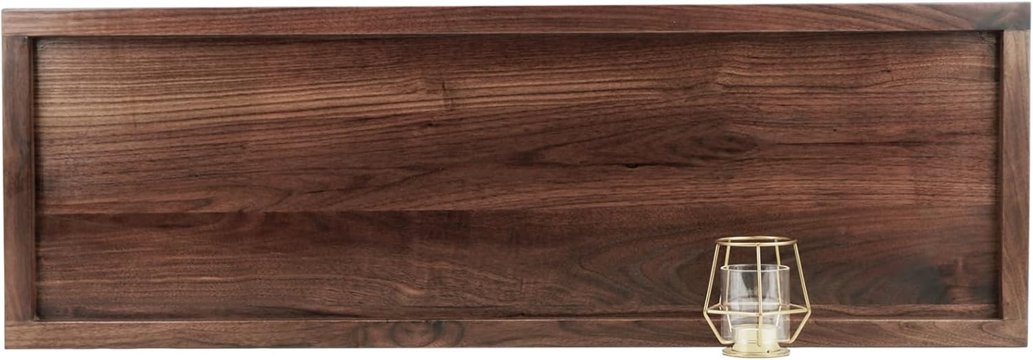 36 x 12 Inches Large Rectangle Black Walnut Wood Ottoman Tray, Serve Tea, Coffee Classic Wooden Decorative Walnut Serving Tray