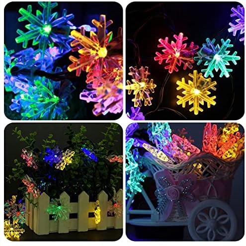 ZiopGTob Christmas Snowflake Fairy String Lights - 20ft 40 LED Lights Battery Operated Waterproof Shining Light for Bedroom, Corridor, Patio, Garden, Yard, Photo Frame (Multicolor)