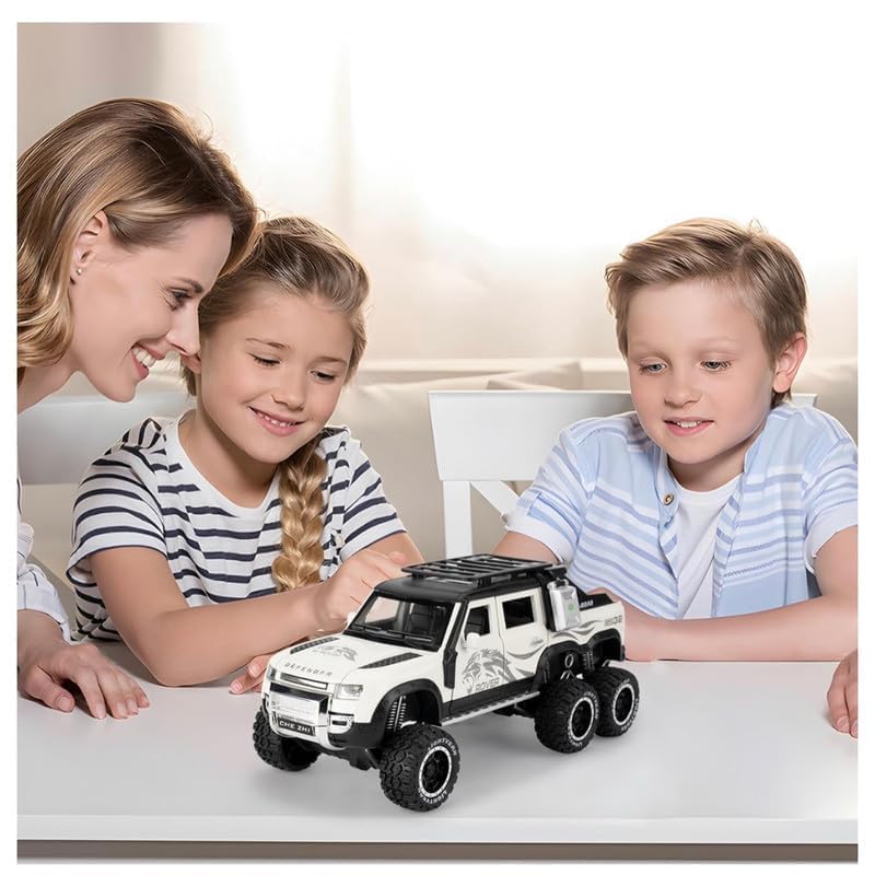 Image of Scale Exclusive Alloy Metal Pull Back | Die-cast Car Model with Sound Light Mini Auto Toy for Kids Metal Model Toy Car with Sound and Light (1:24 Scale def 6x6 - White)