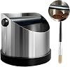 Coffee Grounds Knock Box - Stainless Steel Espresso Knock Box with Removable Knock Bar and Coffee Brush, Non-Slip Base Knock Container Espresso Dump Bin Grind Waste Bin Coffee Maker Accessories
