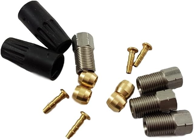 HYDRAULIC DISC BRAKE HOSE FITTING KIT SUIT SHIMANO XTR XT LX DEORE ETC,BARB OLIVE COMPRESSION NUTS & COVERS