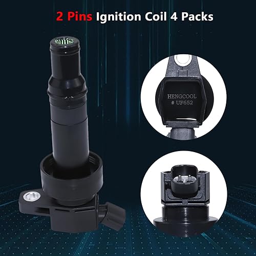 Miniatura 3 de HENGCOOL Bobinas de encendido  Paquete de 4 unidades UF652 compatibles con Hyundai & Kia 1.6L 2012-2019  para Accent, Veloster, Rio & Soul
