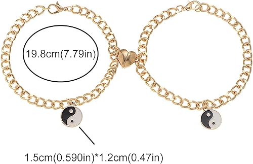 Miniatura 3 de Cadenas de eslabones de pulsera pulseras con dije para mujeres y niñas 2 pulseras de metal ajustables para relación de amistad joyería para Navidad