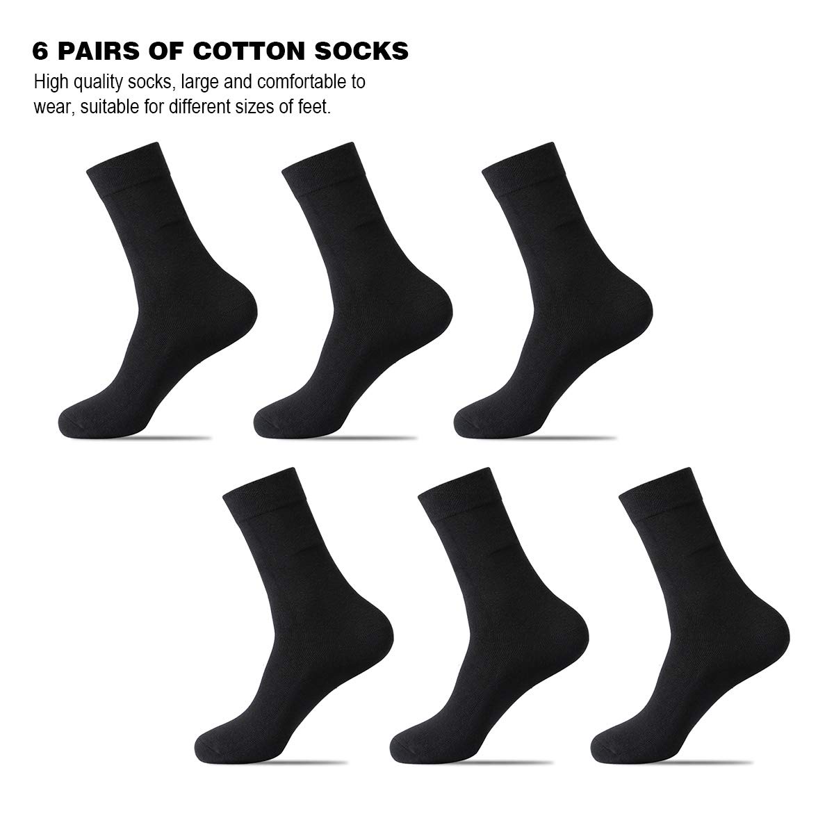 EIISSION Calzini Uomo Calzini Donna Calze Uomo Donna Cotone Calze Running Uomo Corte Calze Antiscivolo Sportivi Lunghe Unisex Calzini Lavoro Calzini Comodi Calzettoni traspiranti 6 Paia Bianco Nero