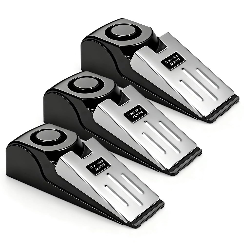 KERUI Door Stop Alarm, 3-Pack Door Wedge Stopper Alarm with high Cushion Rubber, Adjustable Sensitivity Lightweight Small Size Convenient to Carry, Suitable for Home Hotel Travel