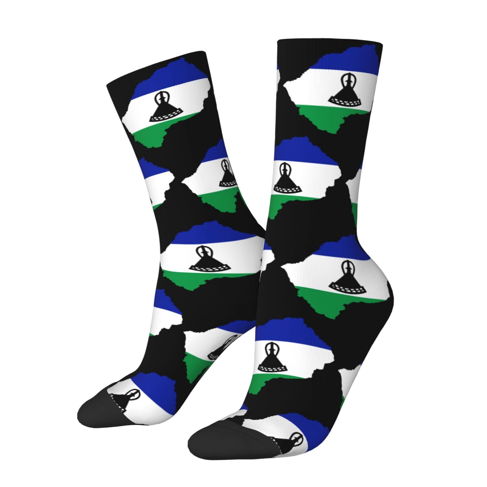 SIYTUAU Lesotho Terrain Map Socks For Women Men Cushion Athletic Crew Socks Casual Wicking Socks