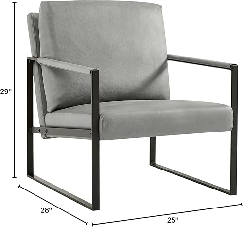 Miniatura 9 de Familymill Sillón moderno de mediados de siglo, sofá individual de piel sintética con respaldo acolchado extra grueso y cojín de asiento para sala