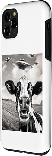 Vista 26 de iPhone 11 Pro Alien UFO Funny Cow Graphic Tee Case