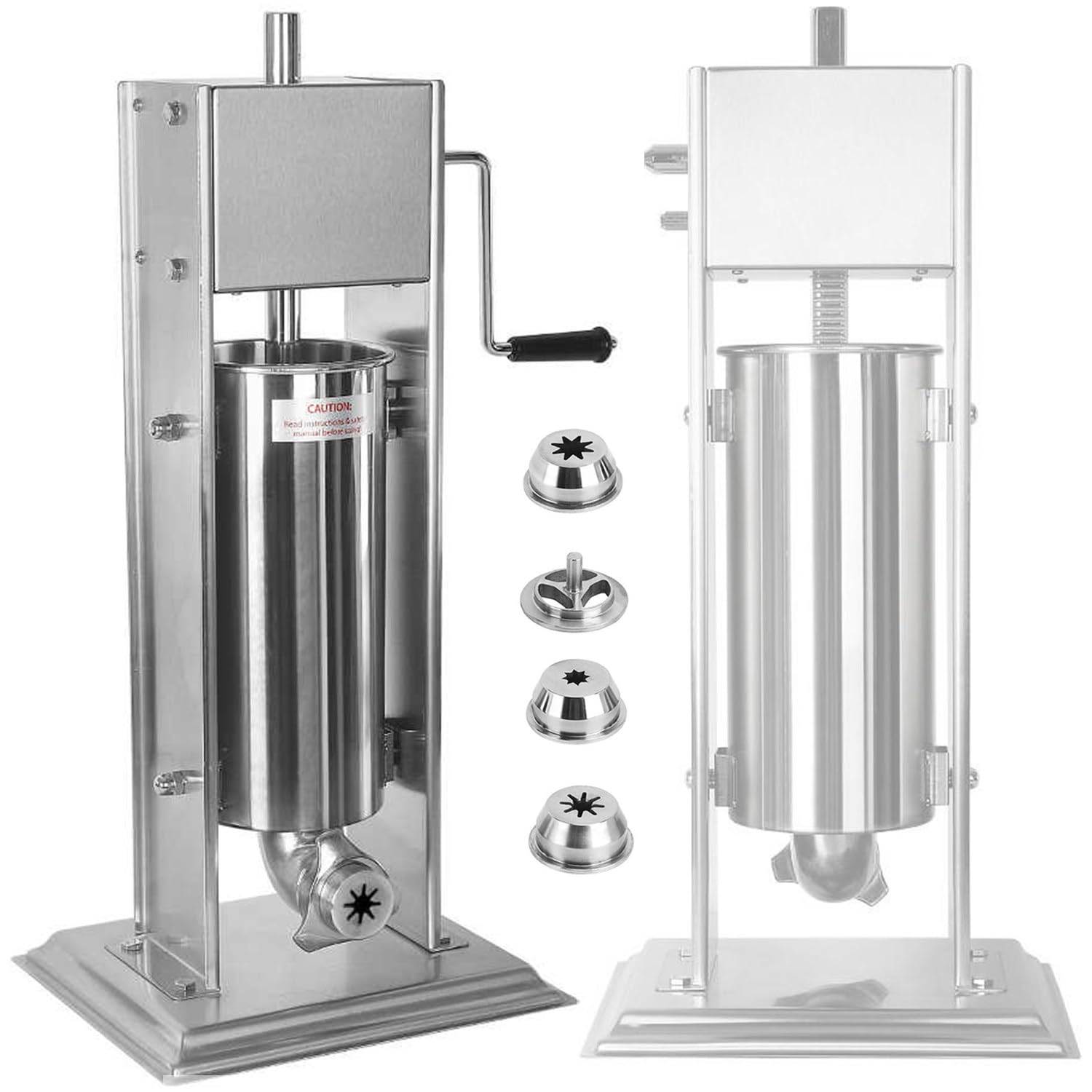 Qiang Machine Fabrication Churros Manuelle Professionnelle Machine Remplissage Churros Machine Fruits Latine en Acier Inoxydable avec 4 Buses,pour Faire Différentes Formes Bâtonnets Pâte Frits,10L