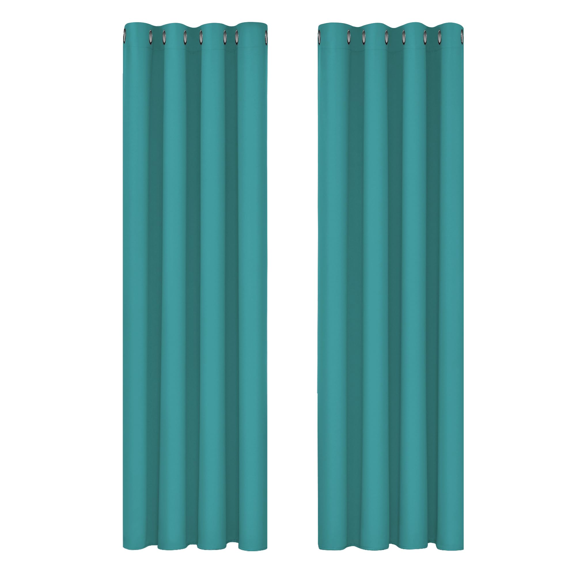 Deconovo Super Soft Curtain Panels Solid Thermal Insulated Eyelet Bedroom Blackout Curtains 66 x 90 Inch Turquoise 2 Panels — image 1