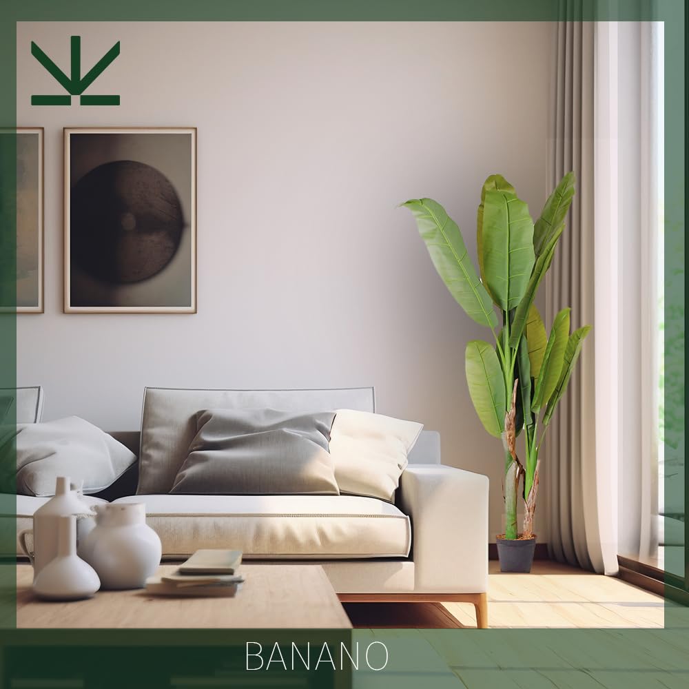 Kentis - Banano Finto Alto 160 cm - Piante Finte da Interno Design - Pianta Finta con Vaso - Piante Artificiali da Esterno - Decorazione Casa e Ufficio