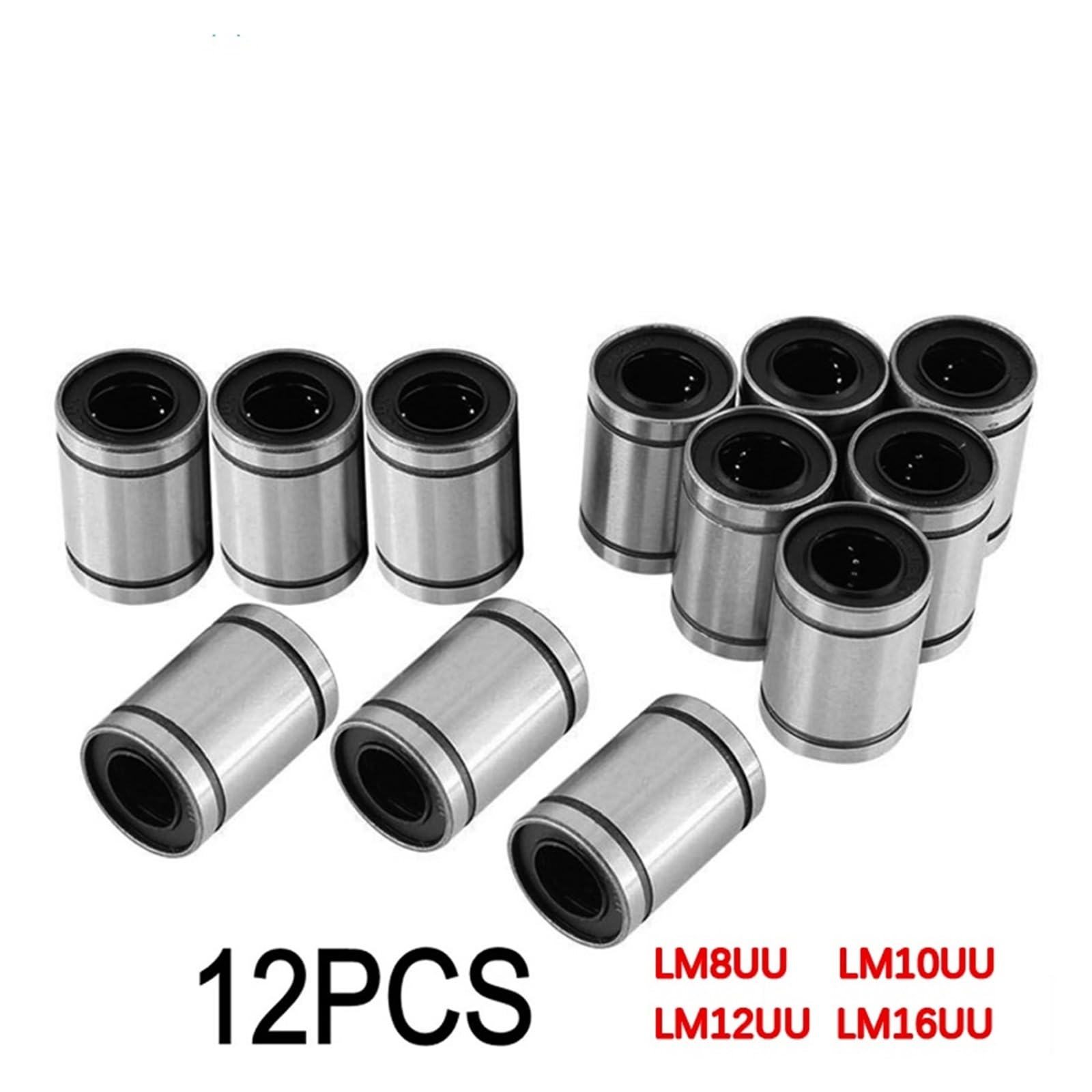 Lot de 12 bagues linéaires LM8UU, LM6UU, LM10UU, LM16UU et LM12UU de 8 mm for imprimantes 3D, tiges et paliers linéaires.(LM12UU)