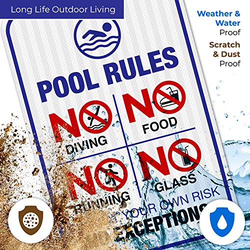 Señal Pool Rules No Diving 12x18 aluminio reflectivo miniatura 5