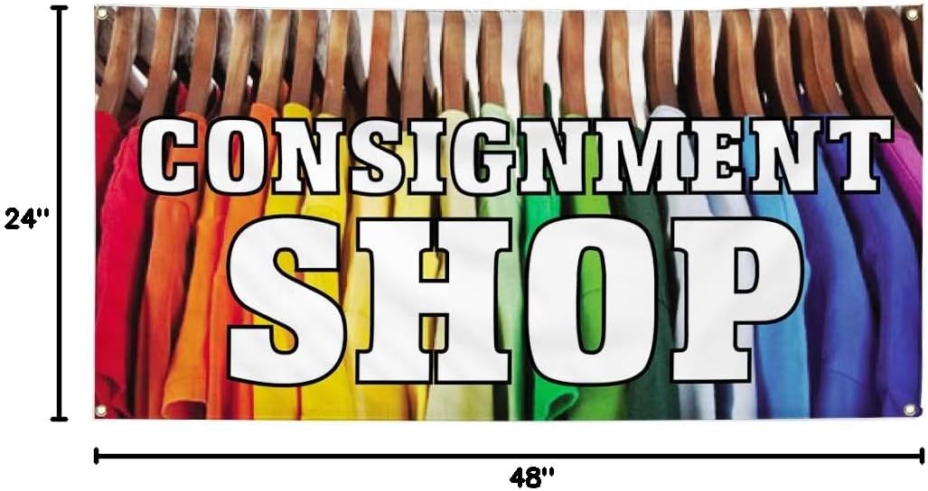 Vinyl Banner Multiple Sizes Consignment Shop Advertising Printing Restaurant & Food Outdoor Weatherproof Industrial Yard Signs 4 Grommets 24x48Inches