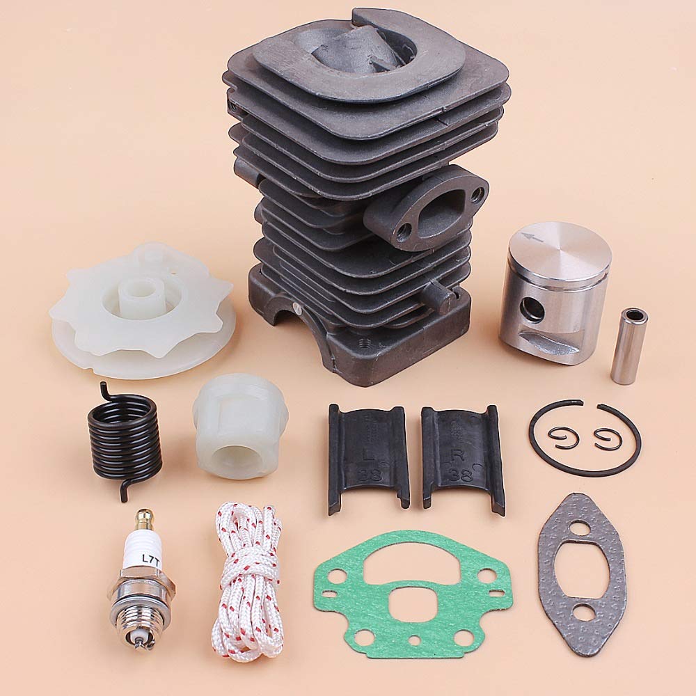 Tiempo Beixi 39mm Cilindro del Motor de pistón polea de Arranque Primavera Kit Compatible con Husqvarna 236 240 235 236e 240e de la Motosierra de Partes de Motor OEM 545 05 04 17