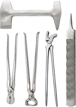 5 Piece Farrier Tools Kit, Chrome Vanadium Hoof Trimming Set
