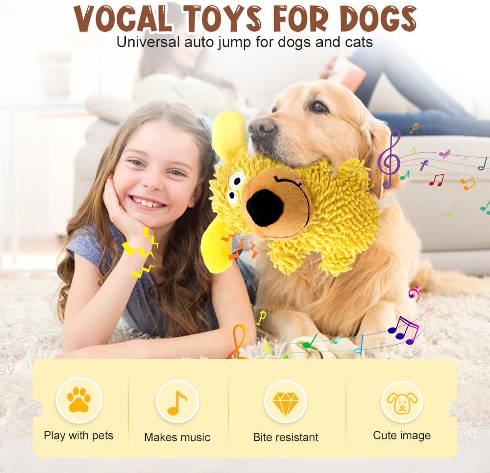 Squeaky Dog Plush Toy, 2026 New Indestructible Dog Toy, Durable Interactive Chew Toys with Squeaker for Small Dogs Puppy to Keep Them Busy (Yellow+ Blue)