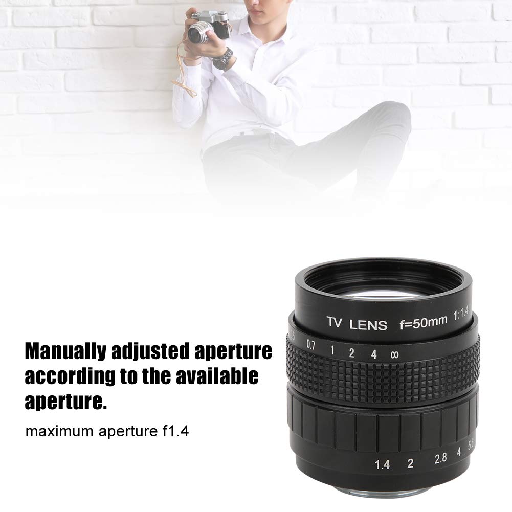 Obiettivo con Attacco C da 50 Mm F1.4, Obiettivo con Apertura Manuale, Anello per Fotocamera, Obiettivo per Fotocamera Professionale, Obiettivo a Fuoco Fisso Manuale, per