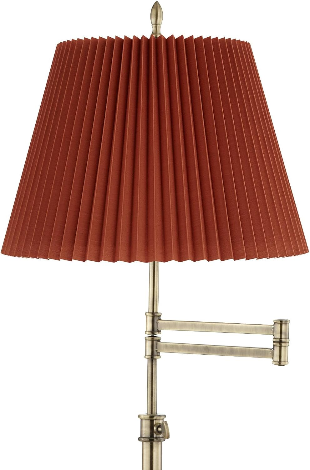 360 Lighting Westbury Modern 70" Tall Standing Floor Lamp Skinny Large Adjustable Swing Arm Pole Height Gold Metal Brass Finish Living Room Bedroom House Reading Office Rust Brown Pleated Shade