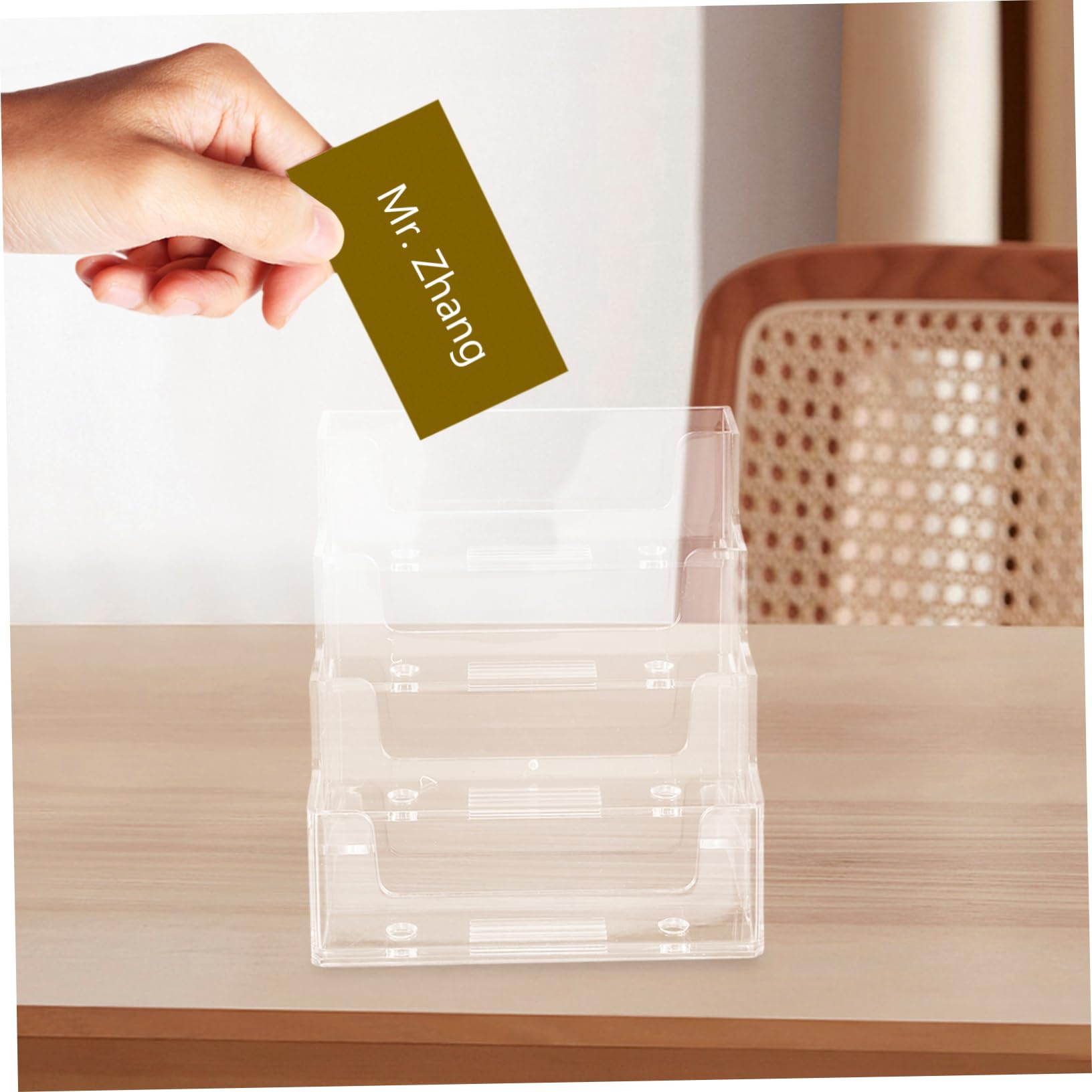 NUOBESTY 5stücke Business Card Holder Transparent Lagige Kartenbox Für Schreibtisch Organizer Für Visitenkarten Eleganter Kartenständer Multifunktionale Aufbewahrungslösung Für Büro