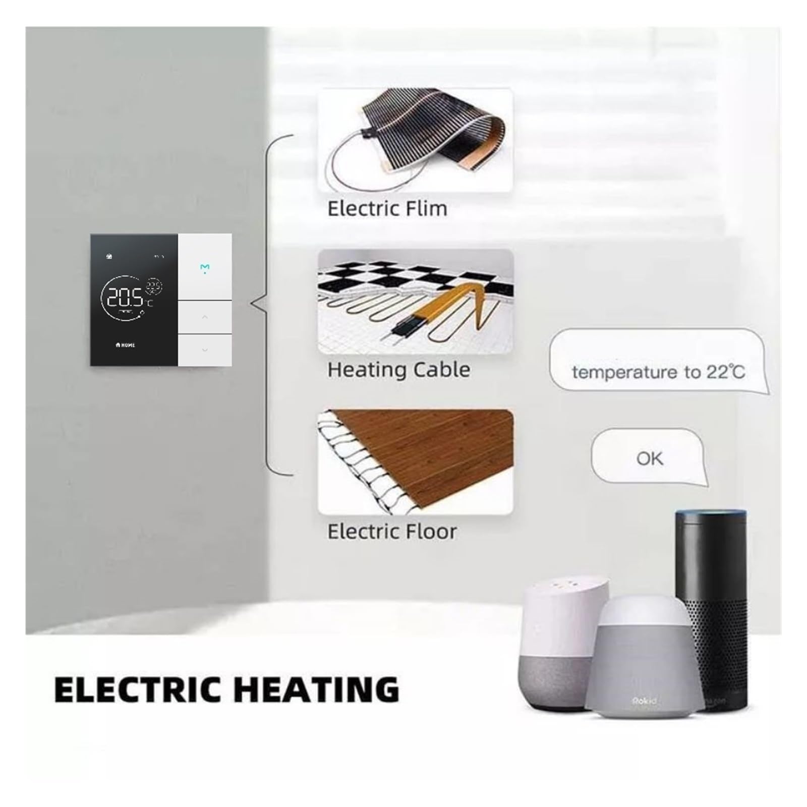 SMZhomeone Slimme Radiatorthermostaat voor Zigbee-connectiviteit voor Tuya- app, programmeerbare verwarmingsregeling, M30 x 1,5 mm draad, raamdetectie
