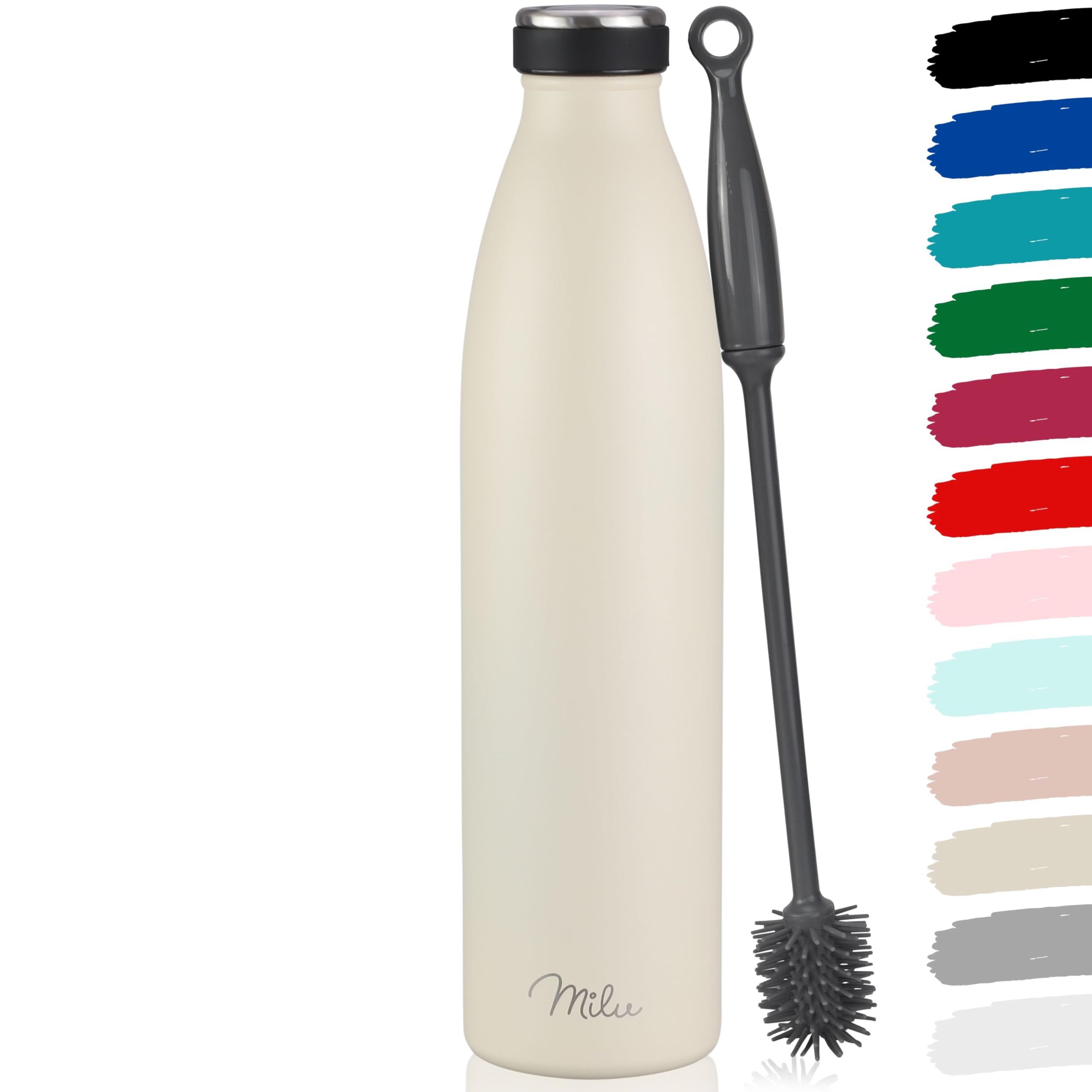 Milu Stainless Steel Drinking Bottle 350 ml - Insulated Thermo Flask for Water - Leak Proof, Insulated and Double Walled, Carbonated (Grey, 350 ml) — view 10