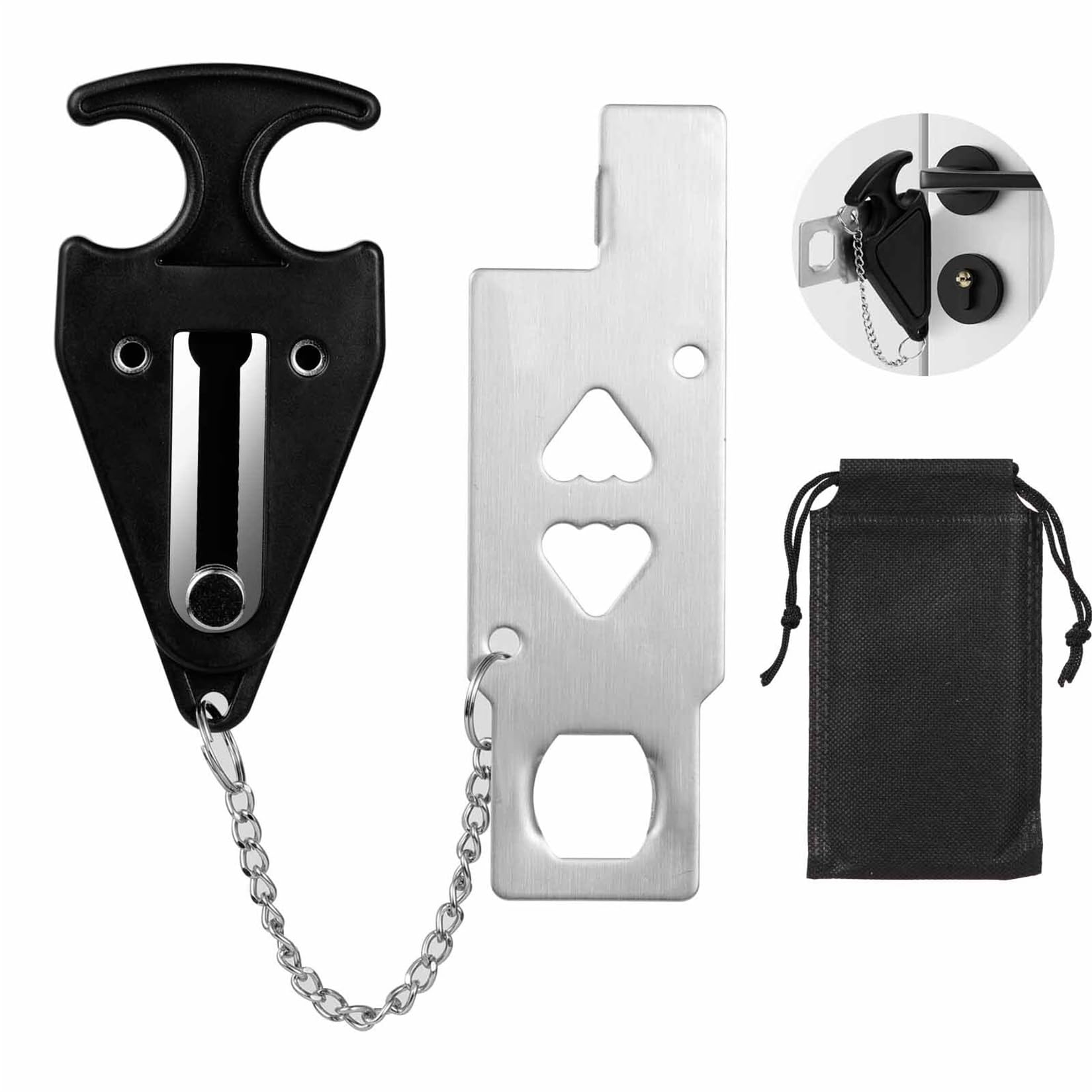 Portable Door Lock for Travel Lockdown Home Security Hotel Door Locks Additional Safety and Privacy in Hotel Apartment College 1 Pcs