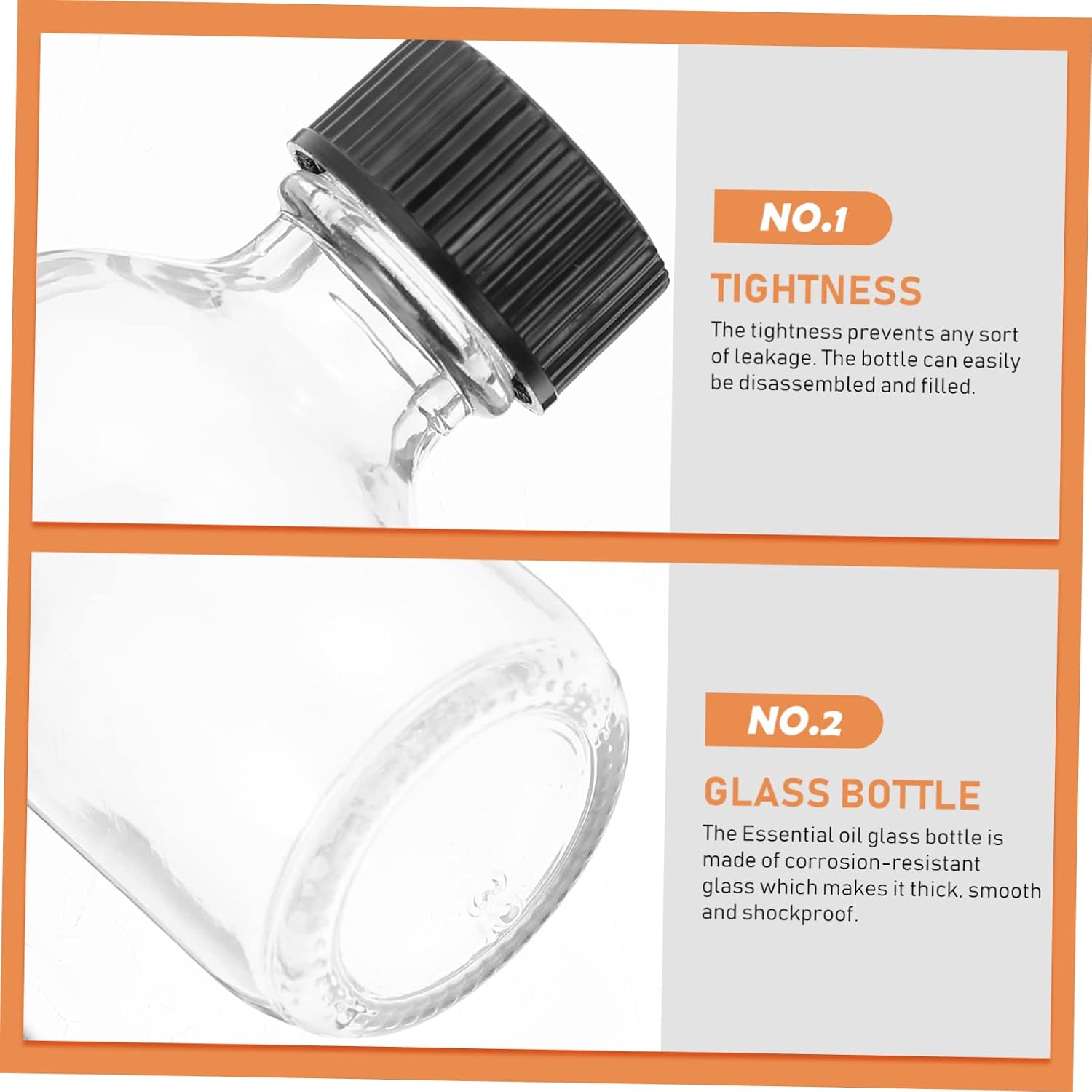 Hemobllo 60ml Glass Bottles Screw Caps Essential Oil Perfume and Cosmetic Sub Bottle Containers Sturdy Portable Vials for Travel and DIY Projects