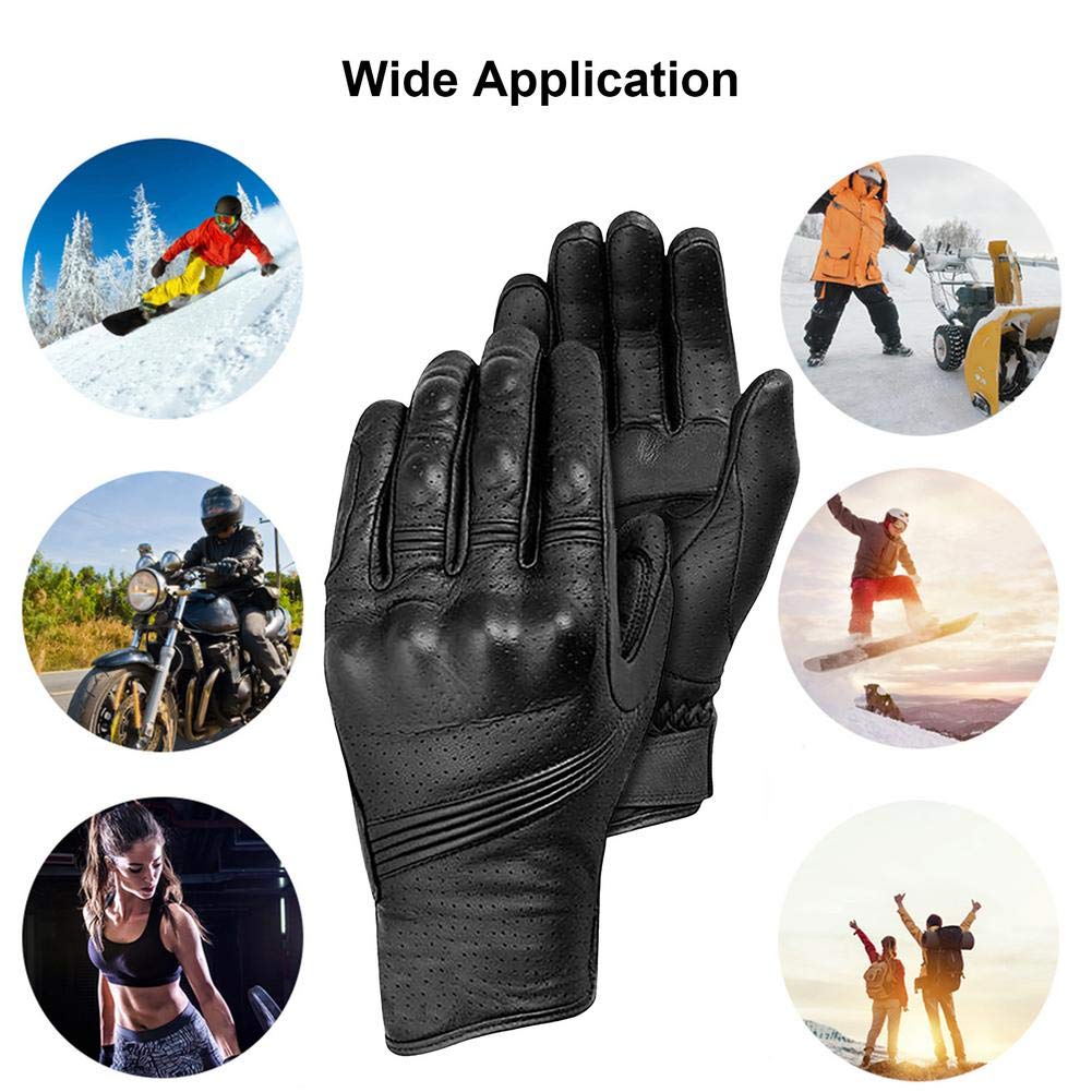 Gants Moto Moto Gants Rétro Hommes Moto Racing Gants Vélo Vélo Moto Motocross en Cuir Gant D'équitation Écran Tactile Gant Moto(L)