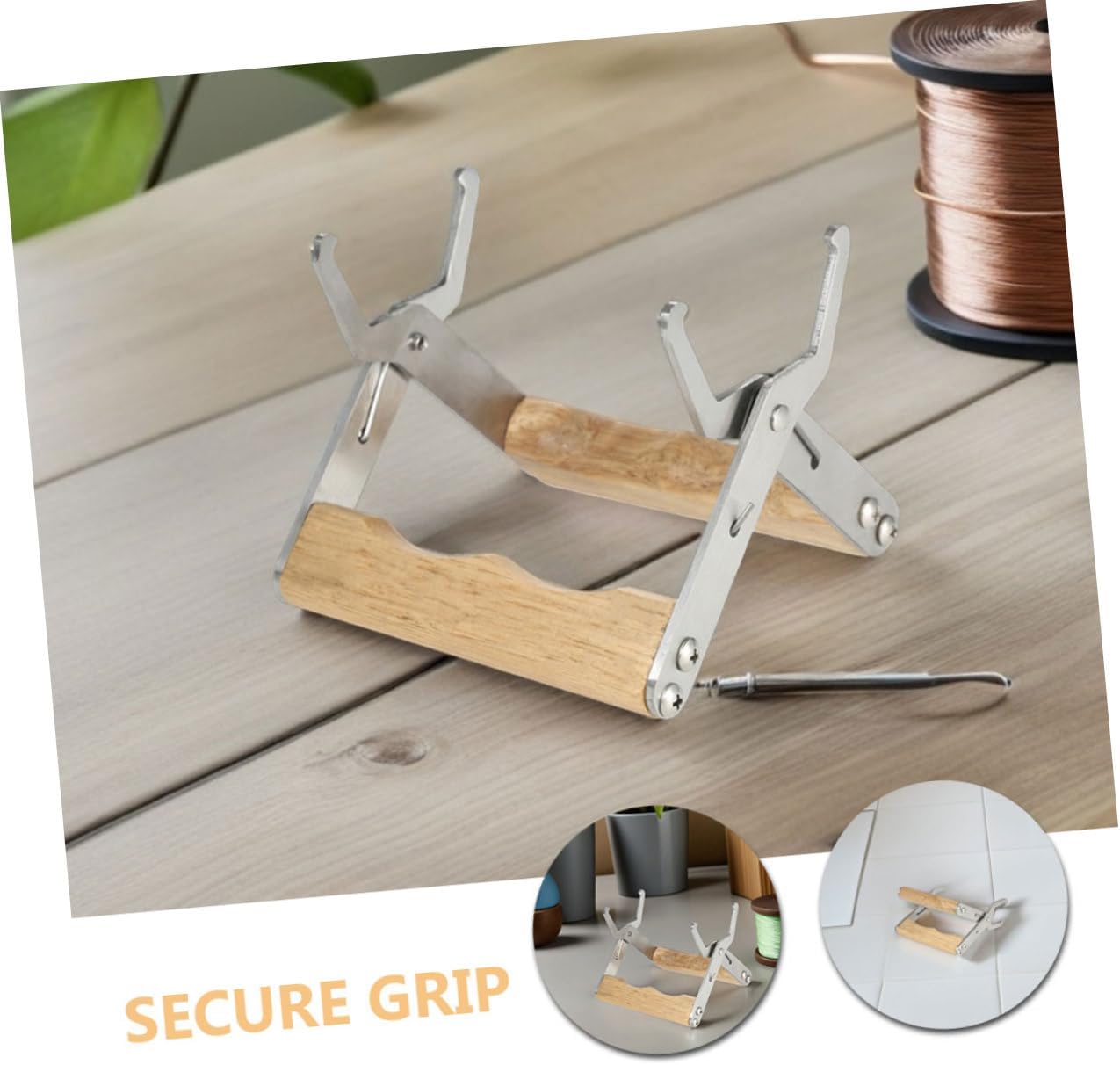 4pcs Stainless Metal Frame Lifter Clamp with Wood Handle for Beekeeping Hive Frame Grip Tool Suitable for Honey Harvest and Inspection