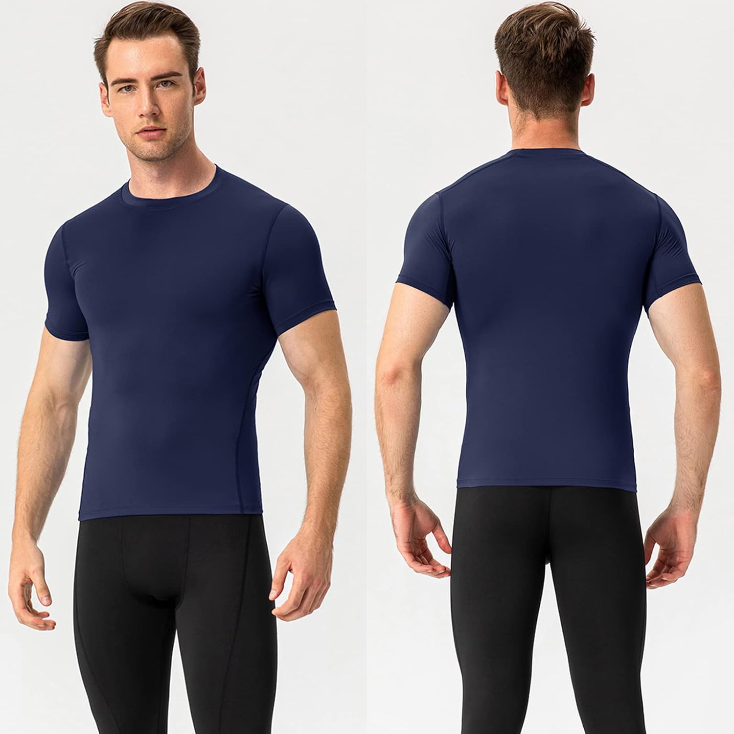 SPVISE Compression Shirt Men Short Sleeve Cool Dry Athletic T-Shirt for Sports Gym Running Workout Top Breathable Undershirts