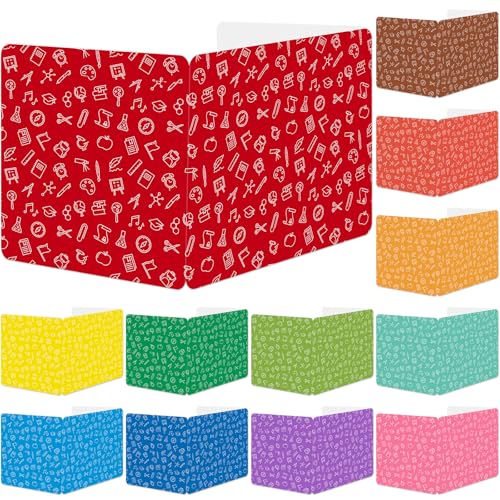 gisgfim 12 Pack Privacy Shields for Student in 12 Vibrant Colors Desk Dividers Durable Privacy Folders Testing Divider Shield Study Boards Panel Partition for Classroom Teacher Back to School Supplies