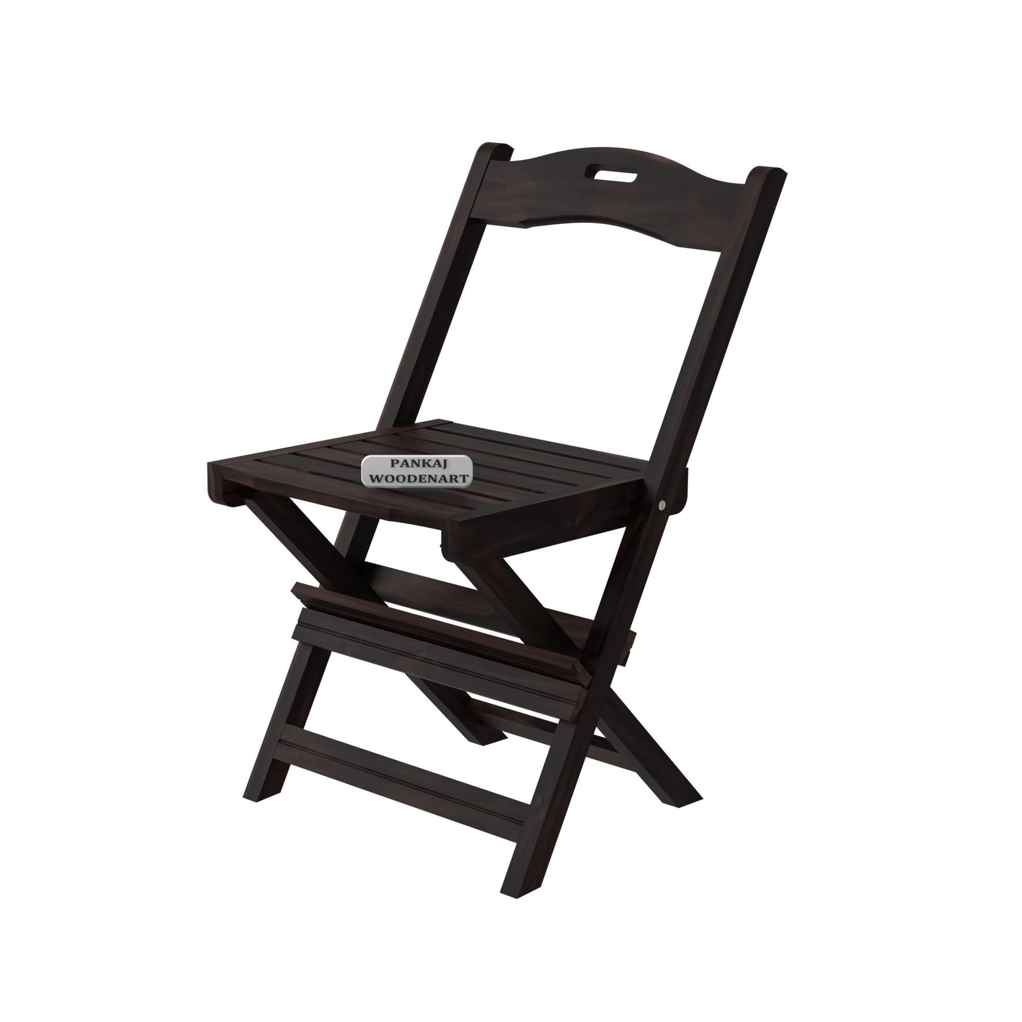 PANKAJ WOODEN ART Wooden Foldable 2 Chair & Square Table Set, Coffee 2