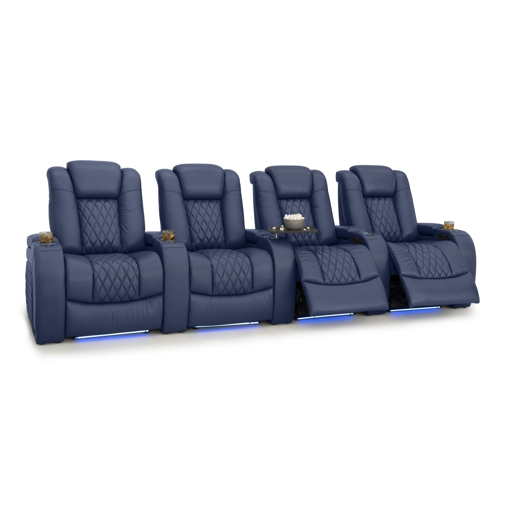Seatcraft Diamante Home Theater Seating Navy Blue Row of 4