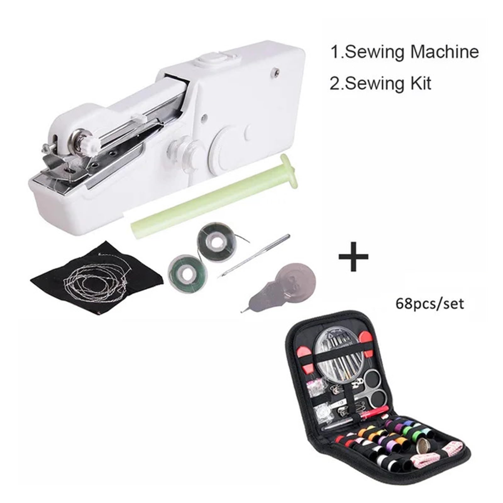 Mini máquina de Coser portátil para el hogar, Puntada rápida, Costura, Bordado, inalámbrica, para Ropa y Telas, electrónica, fácil de Usar.,Machines Sewing kit-01