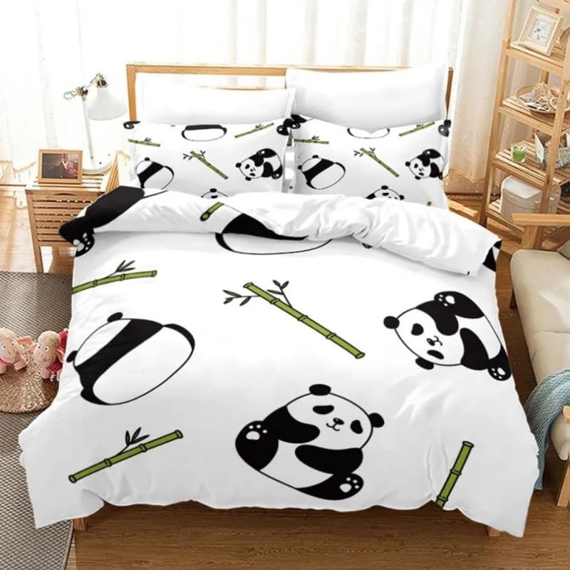 Housse de couette 90x190 panda dessin animé et parure de lit microfibre enfant