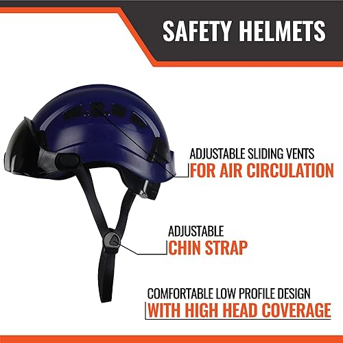 Miniatura 3 de Malta Dynamics Casco de seguridad de protección contra caídas para construcción, con rejillas de ventilación y banda ajustable para la cabeza, casco