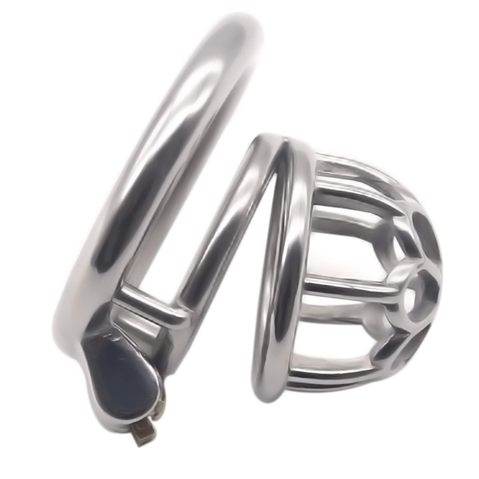 Gabbia per Pene Cockcage Cintura di Castità per Uomo Cintura di Castità Design Intagliato Cavo in Acciaio Inossidabile 304 SM Bondage per Schiavi Fetish Gabbia di Castità(50mm)