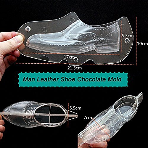 Moldfun 3D Men's Leather Shoe Chocolate Mold 8.5"(L) X 3.9"(H) Men Polycarbonate Plastic Mould For Fondant, Candy, Cake Decorating, Home Baking Sugar Craft Accessories #TOP1