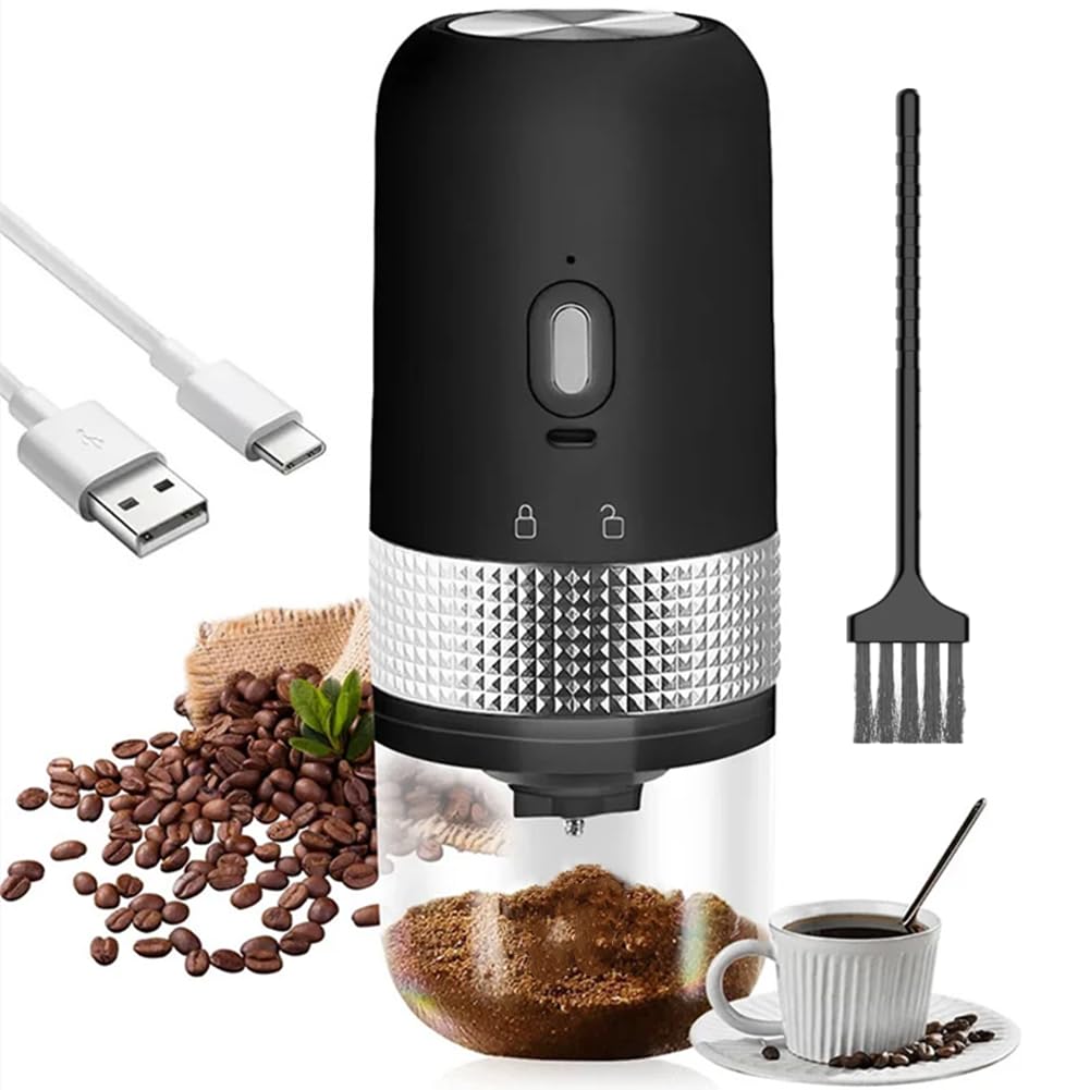 Macinacaffè elettrico, macinacaffè elettrico portatile, impostazioni di macinazione regolabili, macinino da caffè in ceramica, piccolo macinino da caffè ricaricabile per fagioli, noci, cereali, 25 g