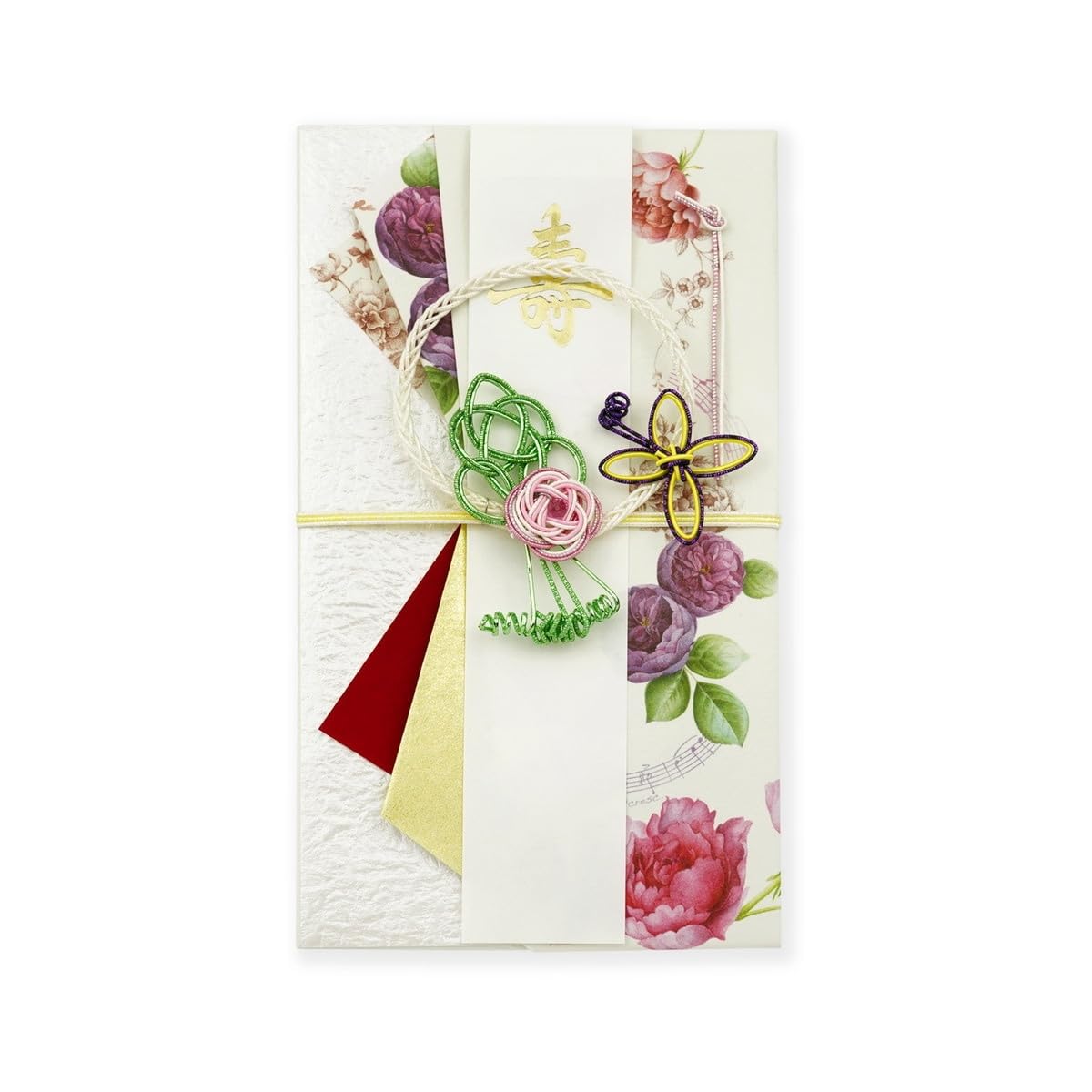 Frontia Shugi-Bukuro Japanischer traditioneller Geldumschlag für Hochzeit Washi Blume Kristall Mizuhiki handgefertigt Japan Import